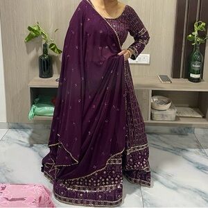 Elegant Purple Embellished Indian lehngha. Size 36 to 38